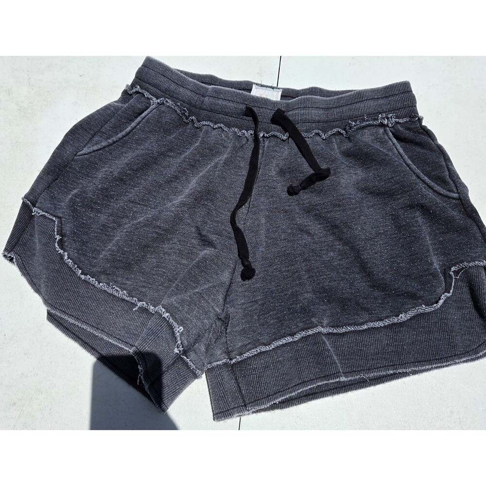 JK Brand Charcoal Gray Mineral Wash Lounge Shorts - Raw Edge Trim - Size Large